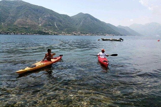 Kayak active tour - Stop 1: Bay of Kotor waters—scenery, villages, and boat-wake reality